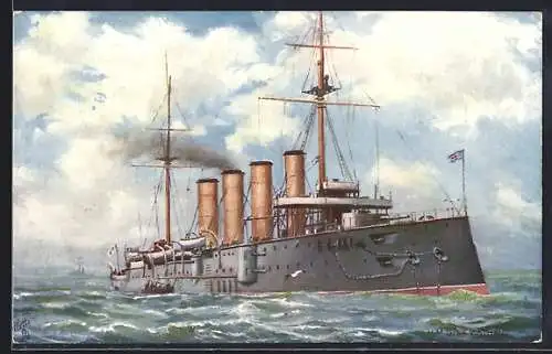 Künstler-AK Britisches Kriegsschiff HMS Leviathan vor Anker liegend