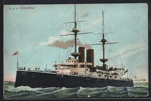 AK HMS Irresistible, Kriegsschiff auf hoher See