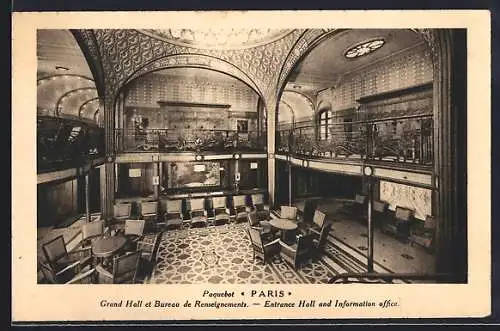 AK Passagierschiff Paris, Grand Hall et Bureau de Renseignements