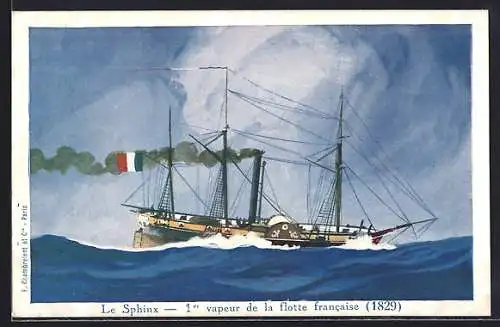 AK Le Sphinx - 1er vapeur de la flotte francaise 1829, Französisches Kriegsschiff