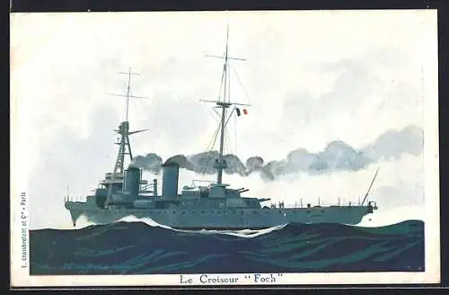 AK Kriegsschiff Foch auf hoher See
