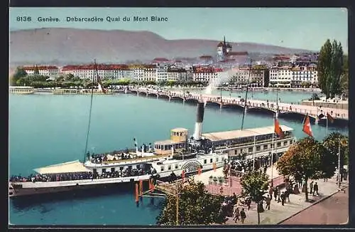 Foto-AK Genève / Genf, Raddampfer La Luisse am Quai du Mont Blanc