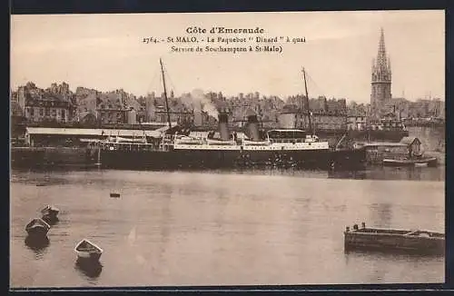 AK St-Malo, Passagierschiff, le Paquebot Dinard a quai (Service de Southampton a St-Malo)