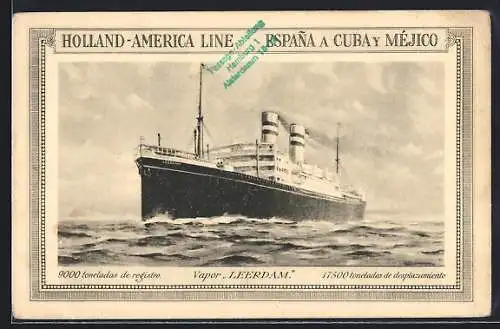 AK Passagierschiff T.S.S. Leerdam auf See