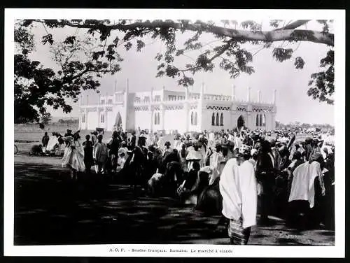 Fotografie unbekannter Fotograf, Ansicht Bamako, A.O.F., La marche a viande, La Halle aux Viandes