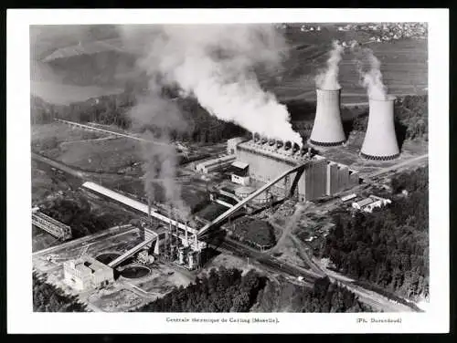 Fotografie Durandaud, Ansicht Carling, Blick auf das Wärmekraftwerk, Centrale thermique