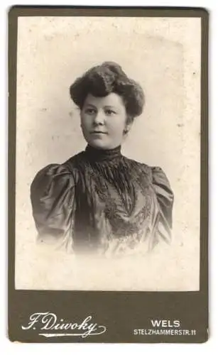 Fotografie F. Diwoky, Wels, Stelzhammerstr. 11, Porträt einer eleganten Dame