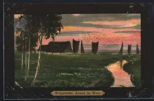 Künstler-AK Worpsweder Künstlerkolonie: Worpswede, Abend im Moor