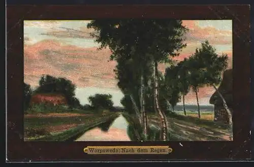Künstler-AK Worpsweder Künstlerkolonie: Landschaft nach dem Regen