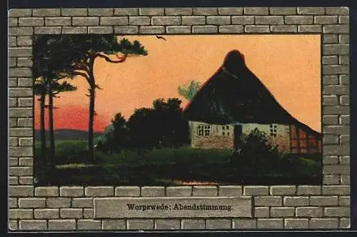 Künstler-AK Worpsweder Künstlerkolonie: Abendstimmung in Worpswede