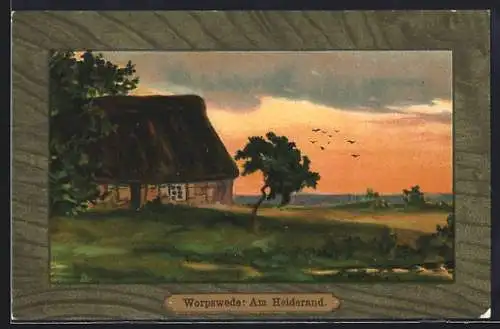 Künstler-AK Worpsweder Künstlerkolonie: Ein Haus am Heiderand
