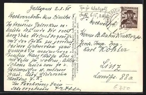 AK Gallspach, Gesamtansicht aus der Vogelschau