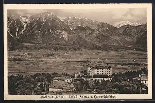AK Innsbruck, Schloss Ambras u. Karwendelgebirge
