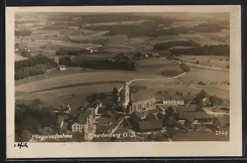 AK Schardenberg, Fliegeraufnahme der Kirche