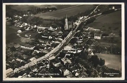 AK Mauerkirchen, Fliegeraufnahme des Ortes