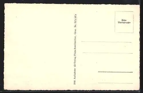 AK Admont, Ortsansicht mit den Hallenmauern