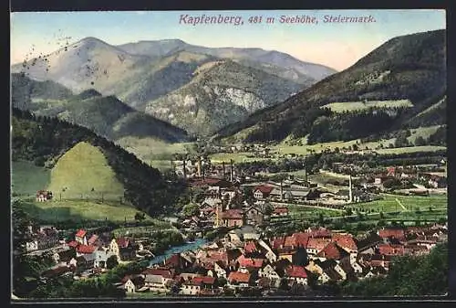 AK Kapfenberg /Steiermark, Ortsansicht mit Bergen