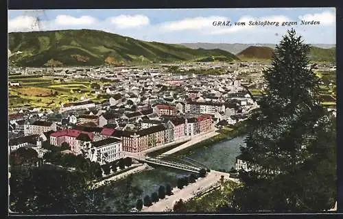 AK Graz, Teilansicht vom Schlossberg gegen Norden