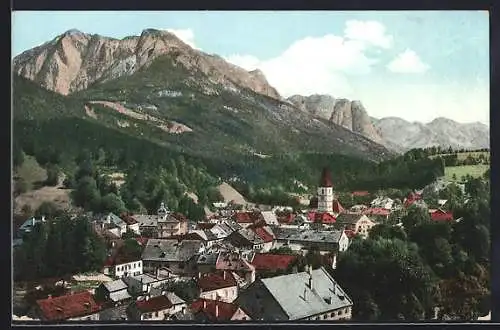 AK Aussee, Totalansicht mit Bergpanorama