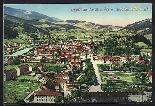 AK Bruck an der Mur, Ortsansicht aus der Vogelschau