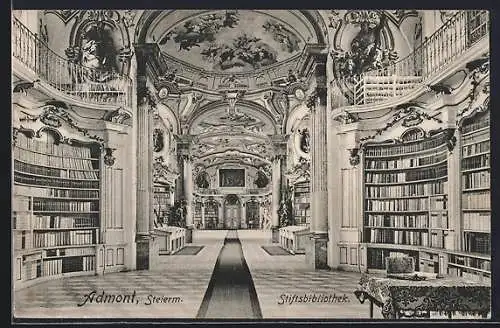 AK Admont /Steierm., Innenansicht der Stiftsbibliothek