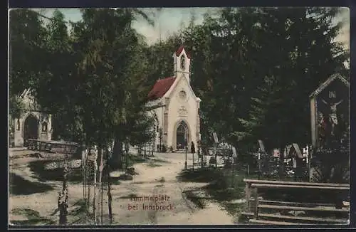 AK Innsbruck, Partie am Tummelplatz mit Kapelle