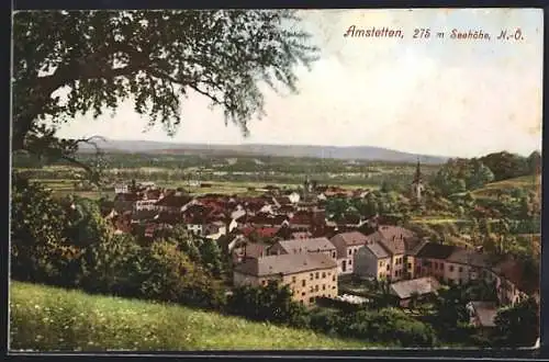AK Amstetten /N.-Ö., Ortsansicht mit Kirche