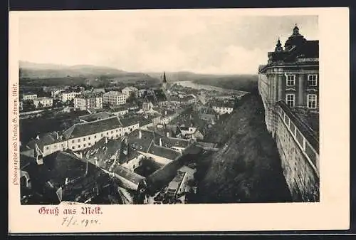 AK Melk, Teilansicht aus der Vogelschau