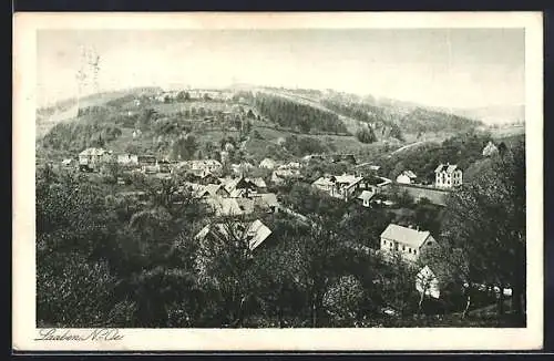 AK Laaben /N.-Oe., Blick über den Ort mit bewaldetem Hügel