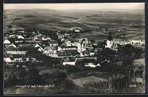 AK Sitzendorf a. d. Schmida, Ortsansicht aus der Vogelschau