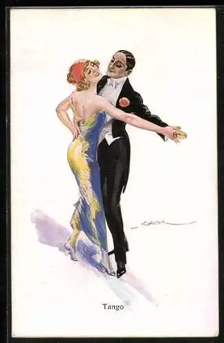 Künstler-AK Luis Usabal: Bezauberndes Paar tanzt Tango