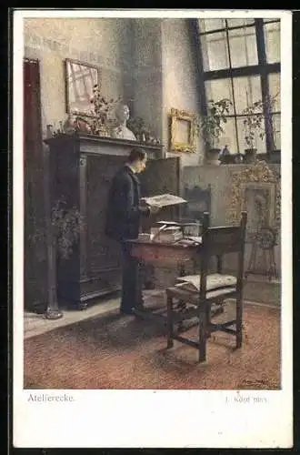 Künstler-AK Brüder Kohn (B.K.W.I) Nr. 1246: Herr in seiner Atelierecke