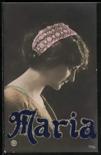 AK Portrait einer Frau im Profil, Namenstag Maria