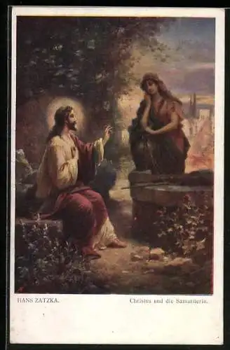 Künstler-AK Hans Zatzka: Christus und Samariterin