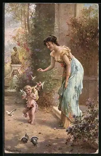 Künstler-AK Hans Zatzka: Der Vogelhändler