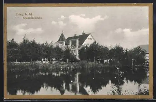 AK Burg b. M., Gasthaus Seeschlösschen, Inh. Richard Voigt