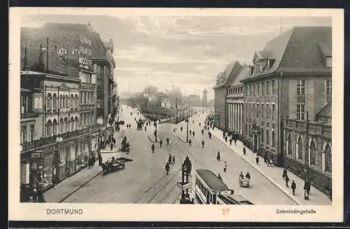 AK Dortmund, Strassenbahn in der Schmiedingstrasse