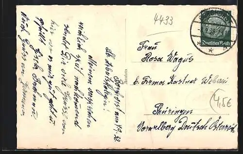 AK Borghorst i. W., Kirche, Ladengeschäft Vormann, Strassenpartie mit Wohnhäusern