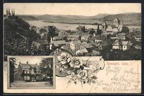 AK Remagen, Totalansicht und Pensionat Linden