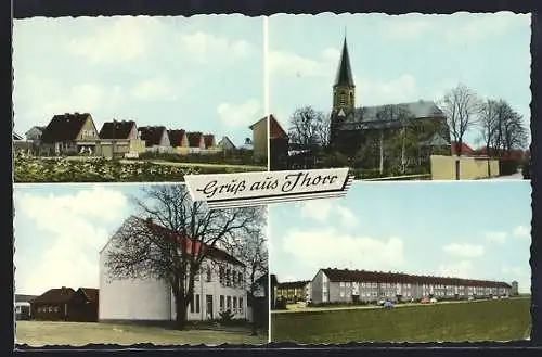 AK Thorr, verschiedene Gebäudeansichten, Kirche