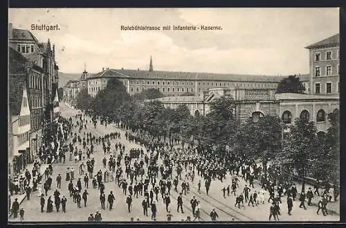 AK Stuttgart, Rotebühlstrasse mit Infanterie-Kaserne
