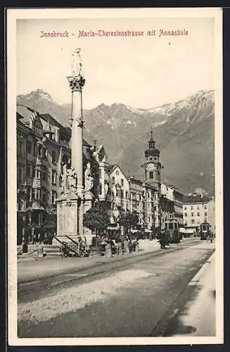 AK Innsbruck, Maria-Theresienstrasse mit Annasäule