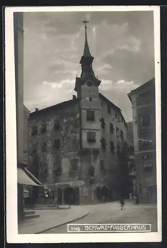 AK Schwaz, Fuggerhaus mit Strassenpartie