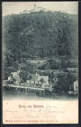 AK Göttweig, Ortsansicht aus der Vogelschau