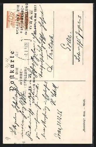 Künstler-AK Graz, Motiv zwischen Hafnerriegel und Münzgrabenkirche