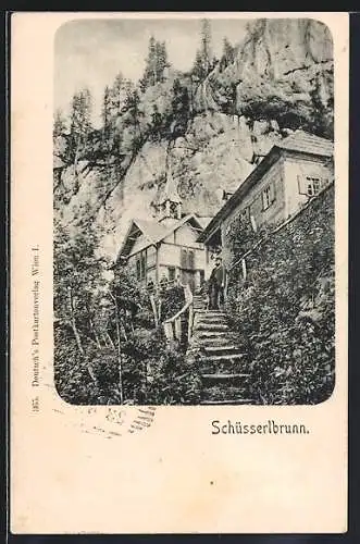 AK Breitenau am Hochlantsch, Schüsserlbrunn, Kapelle mit Besuchern