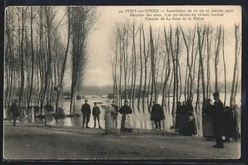 AK Pont-sur-Yonne, Inondation du 21 au 27 janvier 1910, Chemin de La Cour et la Plaine
