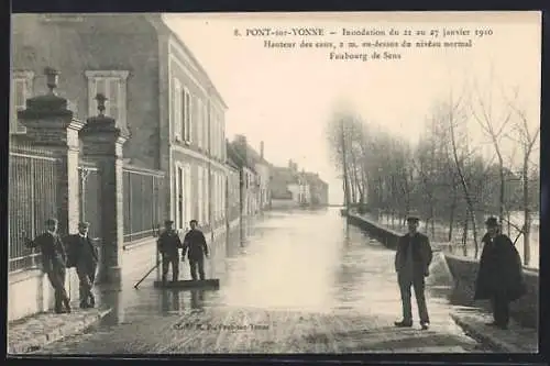 AK Pont-sur-Yonne, Inondation du 21 au 27 janvier 1910, Faubourg de Sens