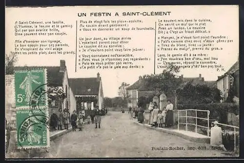AK Saint-Clément, Un festin à Saint-Clément avec villageois et bâtiment rural