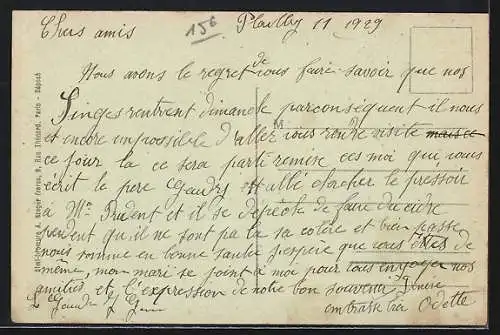 AK Plailly, Rue de Paris avec bâtiments et habitants